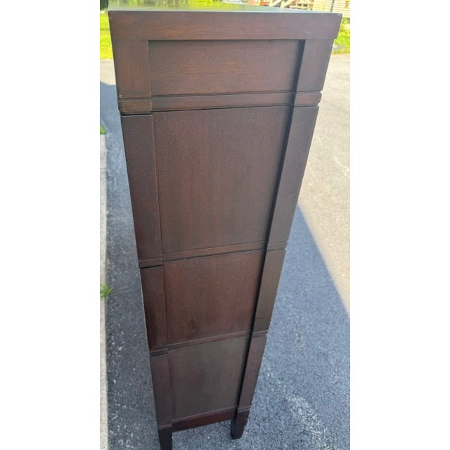 Antique Globe Wernicke Arts & Crafts Mahogany Three Stack Double Barrister Bookcase For Sale - Image 11 of 12