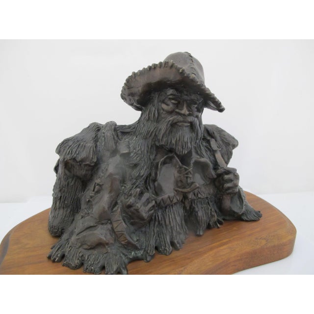 Dan Huber Oregon Western Rocky Mountain Trapper Bronze Sculpture With Coa For Sale - Image 4 of 13