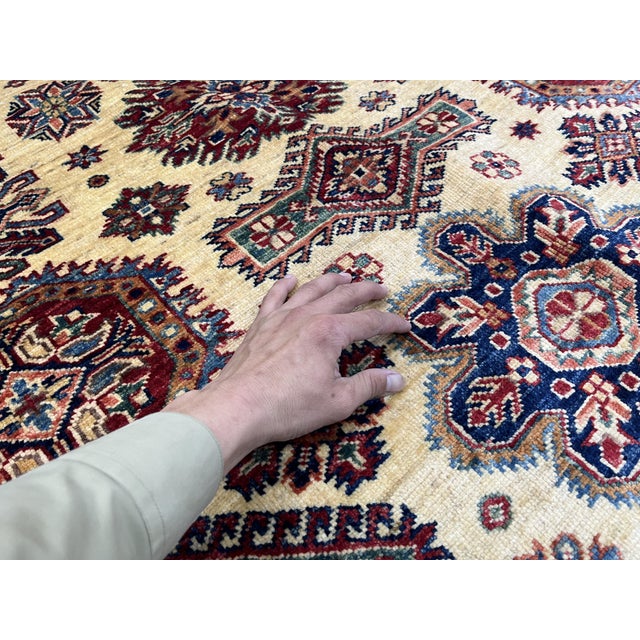 Cream Kazak Tribal Wool Rug With Medallions, 5'4" X 7'4" For Sale - Image 10 of 14