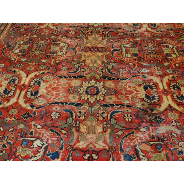Traditional 1920s Antique Persian Sickle Leaf Mahal Rug - 10'3"x 14' For Sale - Image 3 of 13