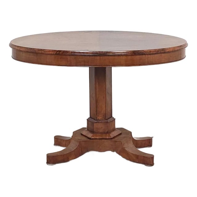 Small Victorian Burl Walnut Pedestal Table, England Circa 1870 For Sale