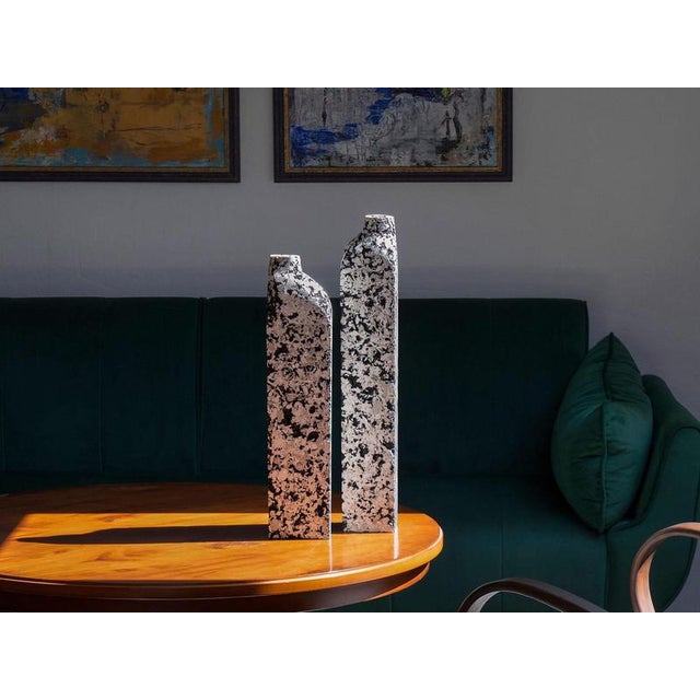Contemporary Block White Vases by Donatas Zukauskas, Set of 2 For Sale - Image 3 of 7
