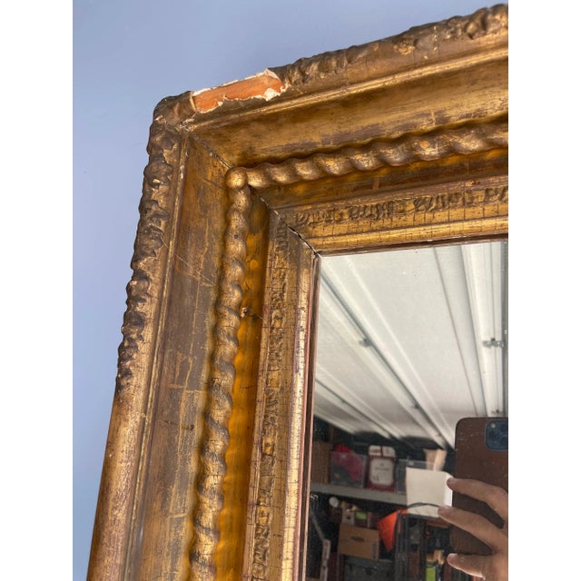Wood 19th Century Antique Gilt Wood Pier Mirror – Ornate Gold Leaf Frame With Original Glass For Sale - Image 7 of 10