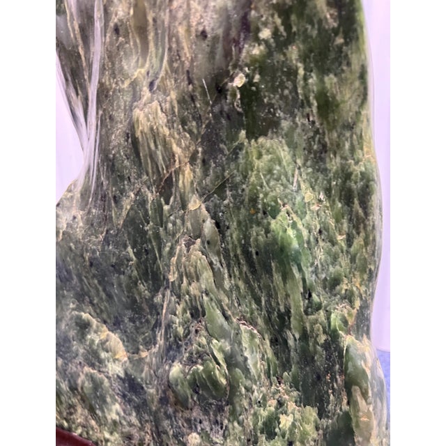 Green Early 20th Century Antique Chinese Green Serpentine Scholar Rock Diety Stone For Sale - Image 8 of 10