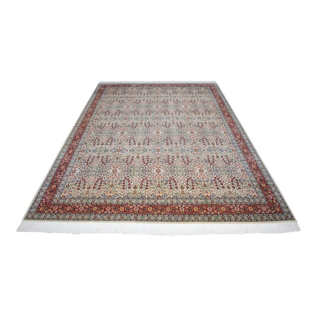 1970s Collectible Vintage Turkish Hereke Rug Hand Knotted Area Oversize Rug Large Living Room Rug - 10′8″ × 15′5″ For Sale