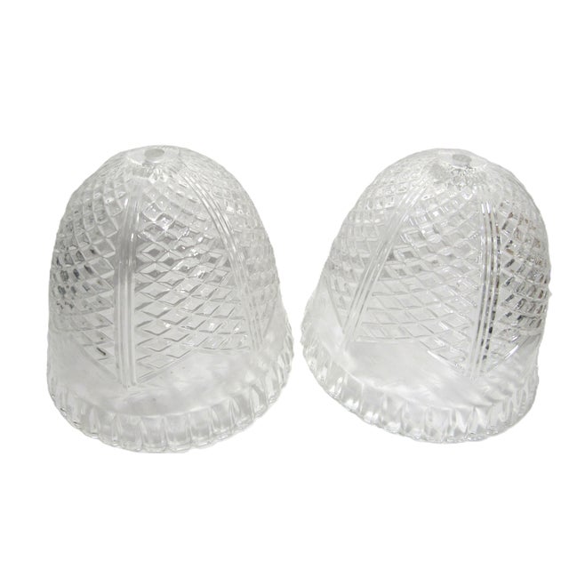 Vintage Heavy Cut Glass Light Covers Shades - a Pair For Sale - Image 12 of 17