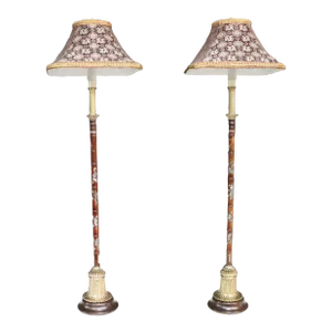 Frederick Cooper Mother-Of-Pearl Inlaid Stick Lamps
