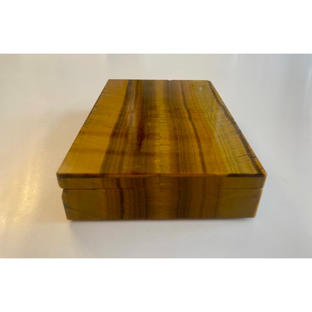 Mid-Century Modern Handcrafted Tigers Eye Box with Sterling Silver Hinge, 1950 For Sale - Image 3 of 13