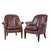 Contemporary Baker Furniture Brown Leather Barrel Club Lounge Chairs For Sale - Image 3 of 12
