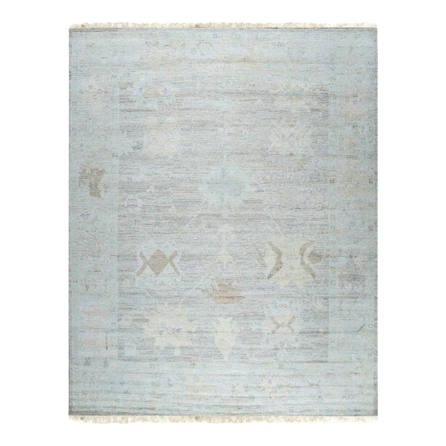 9x12 Ruby Fiona Ivory Traditional Geometric Hand Knotted Silk Carpet Rug For Sale