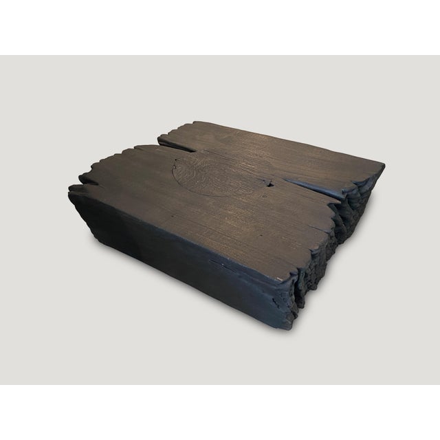 Contemporary Andrianna Shamaris Minimalist Charred Teak Wood Side Table or Coffee Table For Sale - Image 3 of 6