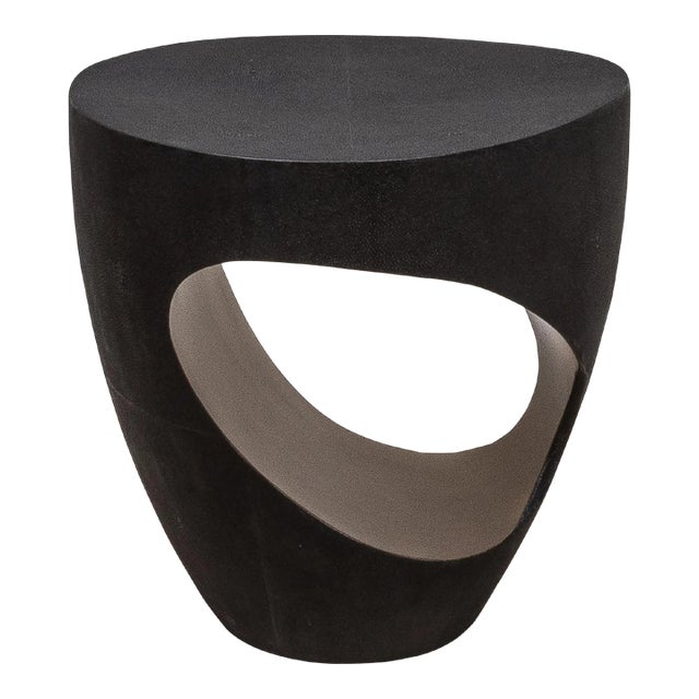 Stool in Black Shagreen With Bronze Patina Brass by R&y Augousti For Sale