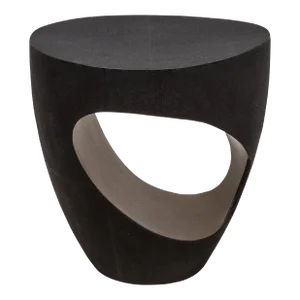 Stool in Black Shagreen With Bronze Patina Brass by R&y Augousti