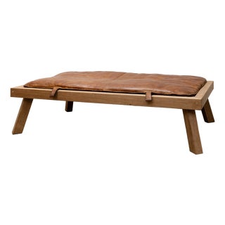 Vintage Daybed in Leather and Oak, 1950s For Sale