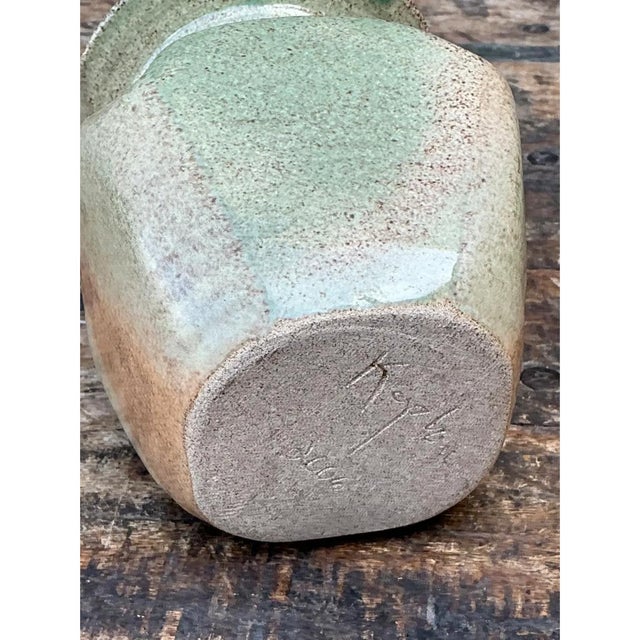 Vintage Small Glazed Pottery Vase For Sale - Image 11 of 12