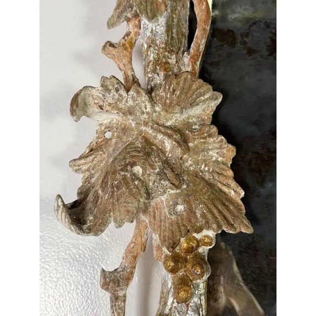Glass Ornate Rococo Wall Mirror, Distressed Silver & Gold Leaf, Italy For Sale - Image 7 of 11