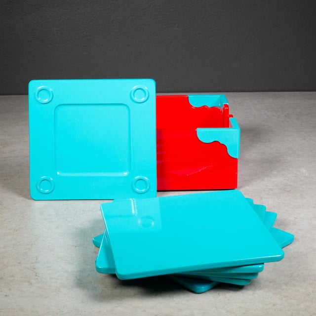 Plastic Post Modern Georges Briard Coasters Set c.1980 For Sale - Image 7 of 8