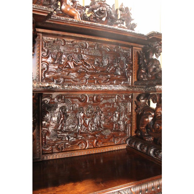 Renaissance-Style Walnut Castle Sideboard, 19th Century For Sale - Image 6 of 16