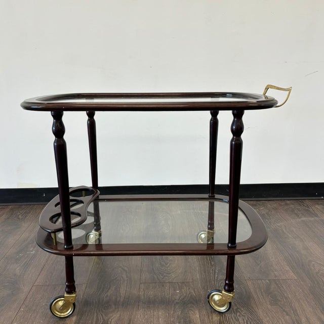 Wood Vintage Mid Century Italian Bar Trolley For Sale - Image 7 of 8
