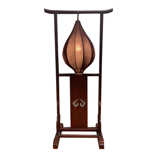 Vintage Shanxi Province Elm Red Lantern Floor Lamp For Sale