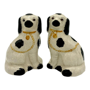 Vintage Staffordshire King Charles Spaniel Dog Bookend Ceramic Figurines - Set of 2