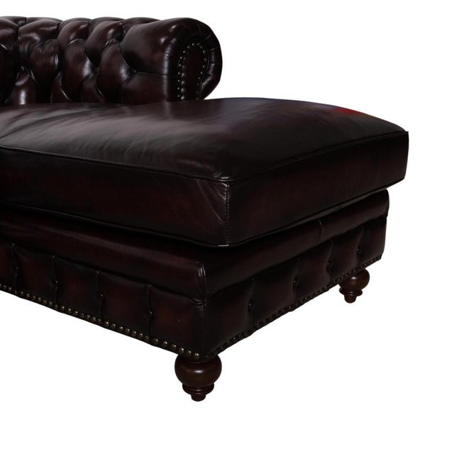 Vintage Chesterfield Leather Reddish Brown Chestnut Corner Sofa For Sale - Image 6 of 15