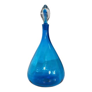 Large Mid Century Decanter With Air Twist Stopper by Joel Myers for Blenko For Sale