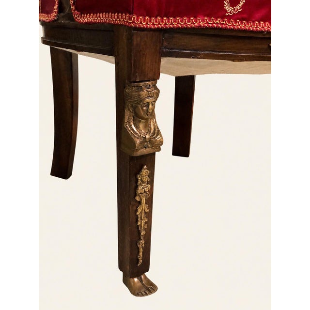 Empire French Armchair in Walnut For Sale - Image 5 of 12