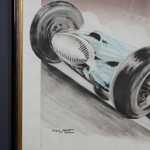 1980s Vintage 20th Century Framed 1948 Monaco Grand Prix Poster from Geo Matt, 1985 For Sale - Image 5 of 16