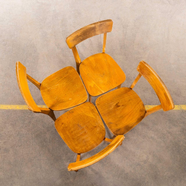 Wood French Cross Base Bentwood Dining Chairs from Luterma, 1950s, Set of 4 For Sale - Image 7 of 9