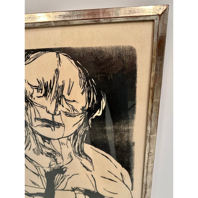 Mid-Century Modern Framed Woodblock Print by Leonard Baskin, Usa C 1969 For Sale - Image 3 of 6