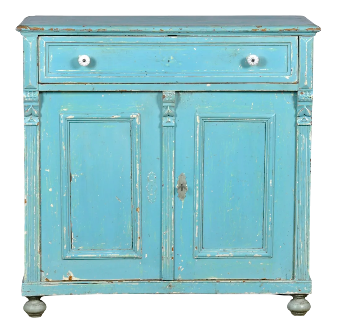 blue pine dresser Hand-Painted Rustic Farmhouse Dresser  Vintage Pine in Hicks Blue   Vintique Studio Yorkshire