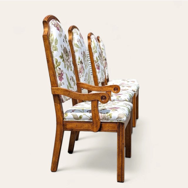 Vintage Hollywood Regency Floral Upholstered Dining Chairs, 1970s, Mid-Century Modern, Mid-Century For Sale - Image 10 of 10