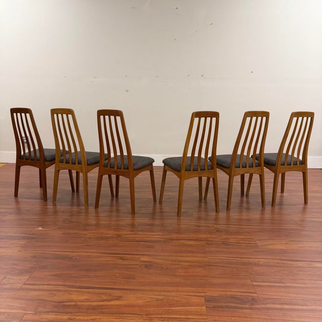Benny Linden Teak Dining Chairs With New Foam and Fabric - Set of 6 For Sale - Image 4 of 6