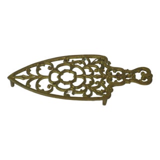 Neoclassical Style Trivet Brass / Bronze Rose Pattern Vintage For Sale
