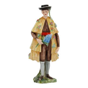 1950s Portuguese Vista Alegre Porcelain Figurine Depicting a Man From Trás-Os-Montes E Alto Douro Province