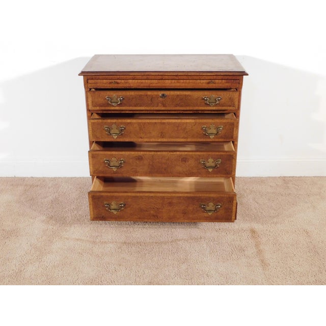 Baker Furniture Burled Walnut W Inlay 4 Drawer Chest W Pullout Drink Slide For Sale - Image 11 of 14