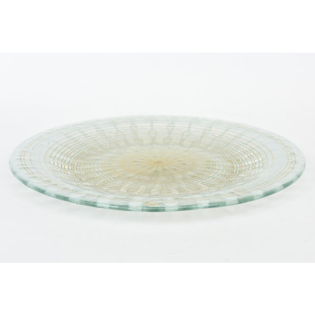 This lovely signed vintage Higgins fused glass platter or charger is signed in gold Higgins. From the 60's. Mid Century...