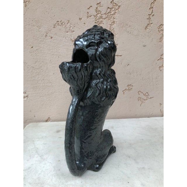 French C.1900 French Majolica Poodle Keller & Guerin Pitcher Saint Clement For Sale - Image 3 of 5