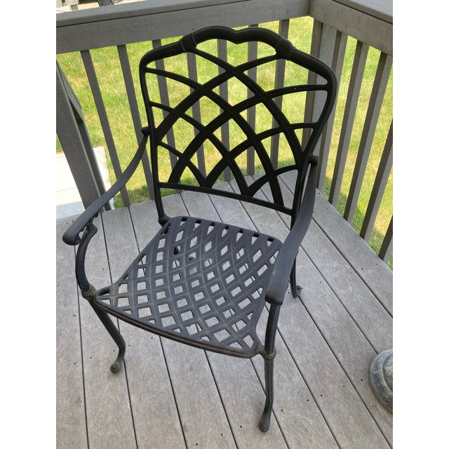 Patio Dining Set, Cast Aluminum, With Table and 4 Chairs in Very Good Condition For Sale In Philadelphia - Image 6 of 8