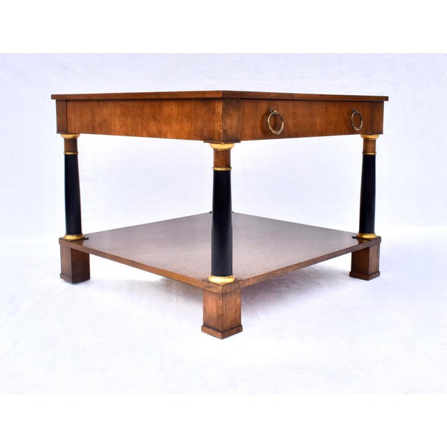 1970s Neoclassical Burl Walnut Side Table by Baker Furniture, Usa For Sale - Image 5 of 10