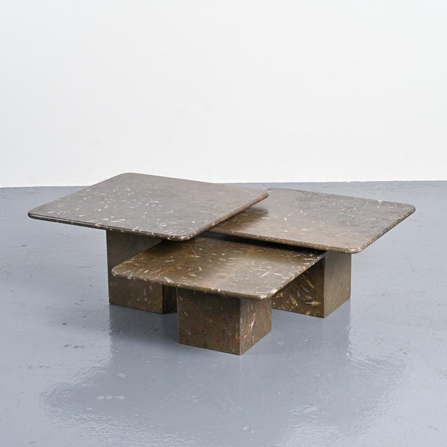 Fossile Nesting Tables, Switzerland, 1970, Set of 3 For Sale - Image 4 of 17