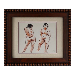 Vintage Mid 20th Century Original Nude Study Painting For Sale