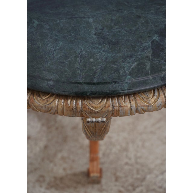 Italian Style Green Marble Top Round Lamp Table For Sale - Image 4 of 12