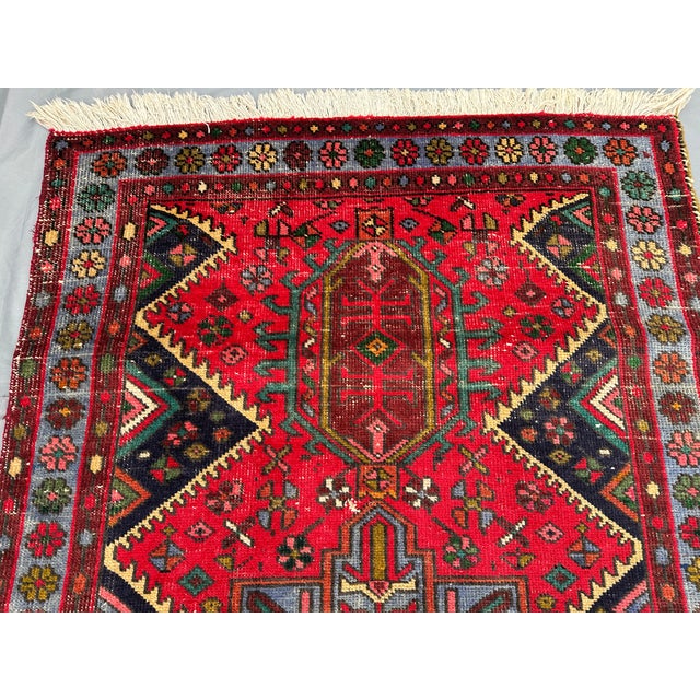 1940s Vintage Caucasian Hand-Knotted Wool Rug For Sale - Image 6 of 8