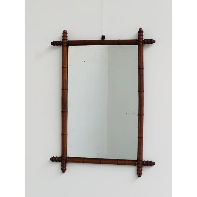 Wood Antique Faux Bamboo Mirror, France For Sale - Image 7 of 14