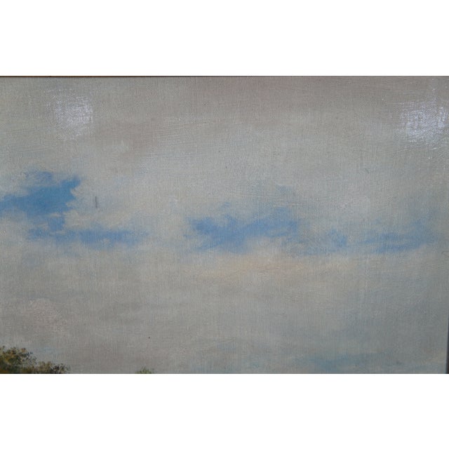 Green Mid 20th Century Vintage Impressionist Style Water Lily Pad Landscape Painting Oil on Canvas, Framed For Sale - Image 8 of 12