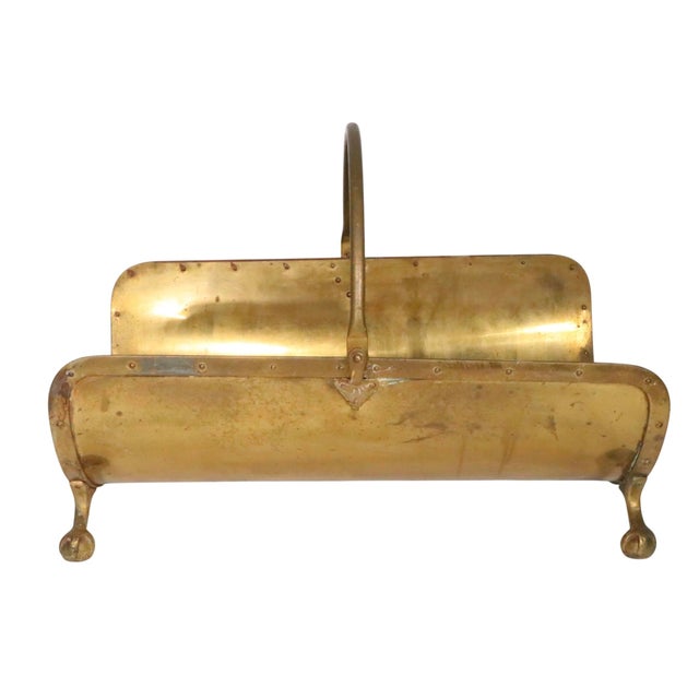 Brass Vintage Brass Fireplace Log Holder For Sale - Image 8 of 10