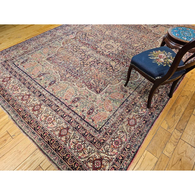 19th Century Persian Kerman Lavar Rug, Hand-Knotted Wool, Floral Design, Ivory & Red, 8x11 For Sale - Image 12 of 18