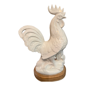 Vintage Mid-Century French Porcelain Rooster Table Lamp